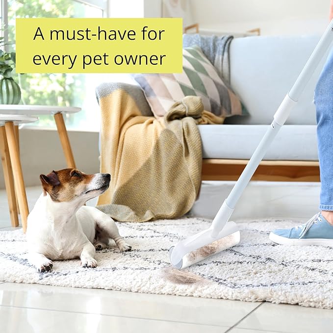 True & Tidy® True Clean Mop and Bucket System, Includes Square Spin, Dual Compartment Mop Bucket and 2 Thick Machine Washable Pads New Upgraded with Side Brush with StickyPro XL Lint Roller