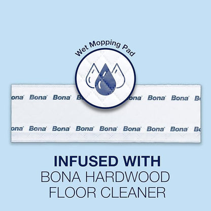 Bona Hardwood Floor Disposable Wet Cleaning Pads - 12 cleaning pads per pack - unscented - Use with Bona Mops - Residue-Free Floor Cleaning Solution for Wood Floors