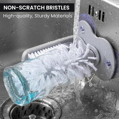 Set of 3 Kitchen Cleaning Brushes - Dish Cleaner with Soap Dispenser and 4 Replacement Heads, Bottle Cleaner & Cutlery Scrubber - Cleaning Set for All Kitchen Utensils