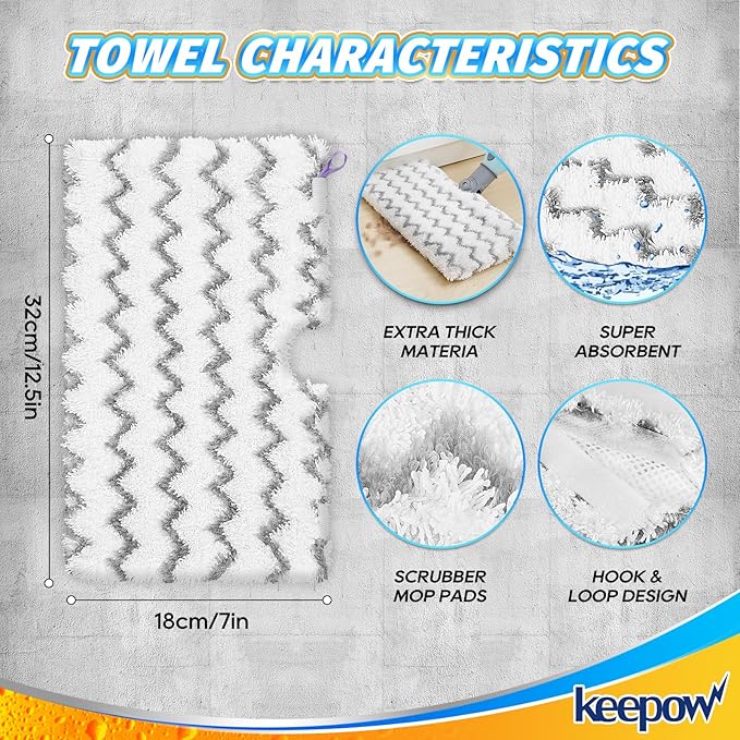 KEEPOW 5 Pack S3501 S3601 Steam Mop Replacement Pads Compatible with Shark S3500 Series S3501 S3601 S3550 S3901 SE450 S3801CO S3601D S2901 Steam and Scrub Pocket Mop Steamer Pads Washable