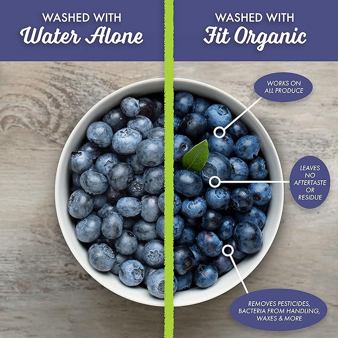 Fit Organic 32 Oz Soaker Produce Wash, Fruit and Vegetable Wash and Pesticide/Wax Remover