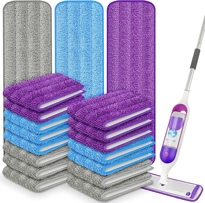 18 Pack Reusable Mop Pads Compatible with Swiffer PowerMop, Microfiber Mop Pads Refills Machine Washable, Durable, and Highly Absorbent Suitable for All Floor Types