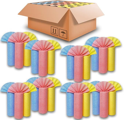 GLL Cleaning Cloths Roll Wipe Sheets, Dish Wash Cloths, Disposable Cleaning Wash-Cloth Towel for Kitchen Bathroom Furniture and Car (Case of 24 Rolls, 1200-Sheets Total)