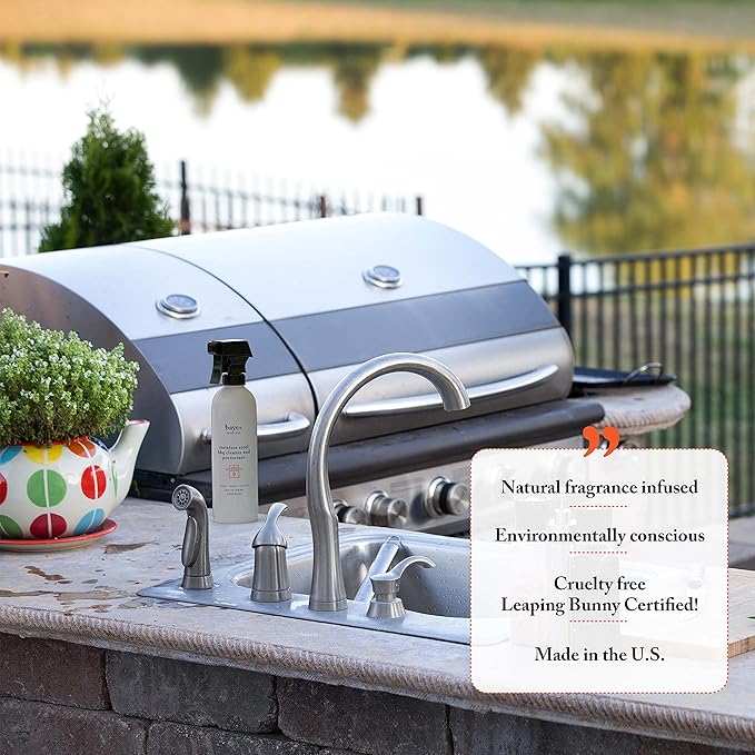 Bayes High-Performance Stainless Steel BBQ Exterior Cleaner and Protectant - Cleans, Shines and Protects Stainless Steel Barbecue Surfaces, Shields from Outdoor Elements - 16 oz, 2-Pack