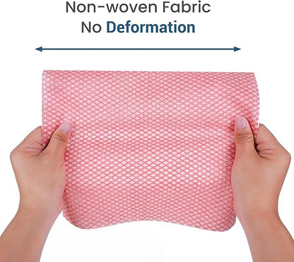SCRUBIT Reusable Cleaning Wipes, Handy Wipes for Kitchen and Office - Dish Cloths for Washing Dishes - Multi Purpose Disposable Cleaning Towels (12 x 20 in) 72 Pack (Red)