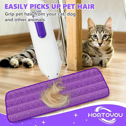 HOMTOYOU Reusable Mop Pads for Swiffer PowerMop: 6 Pack Microfiber Pad Refills for Multi-Surface Floor Cleaning - Machine Washable Replacement Sweeping Cloths for 13 ''-15 '' Spray Mop
