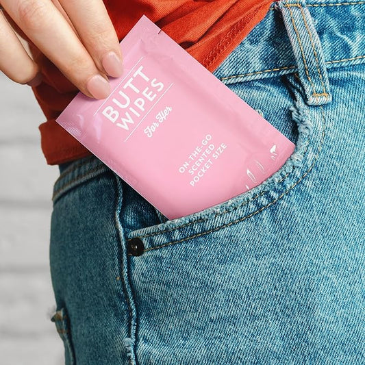BLUE PANDA 100 Pack Wet Travel Butt Wipes, Flushable Wipes Individually Wrapped for Adults (Aloe Vera Scented), Pink - Purse Essentials