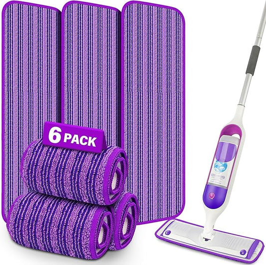 6 Pack Reusable Mop Pads Compatible with Swiffer PowerMop, Microfiber Pads Refills Machine Washable Up to 100 Times Wet Dry Use Suitable for All Floor Types