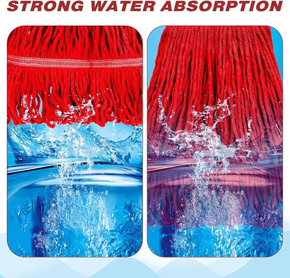 Roshtia 16 Pack Commercial Mop Head Replacements Looped End Wet Heavy Duty Mop Heads Cotton String Mops Industrial Cleaning Refills for Commercial Industrial Home(Red)