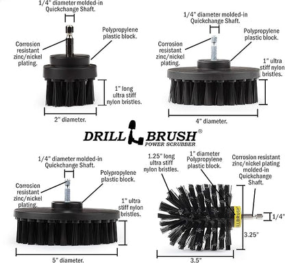 Wire Brush Alternative Nylon Drill Brush Set with Extension - BBQ Cleaner - Concrete - Graffiti Eraser - Cordless Electric Scrubber for Household Cleaning Supplies - Scrub Brushes for Cleaning Grill