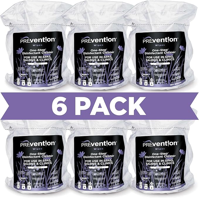 All Purpose Disinfecting Wipes – Cleaning Wipes Canister, Bulk Cleaner Towelettes for Salons, Spas, Clinics, Studios – Hospital Grade Surface Sanitizing – 160 Count per Refill Bag (6 Pack)