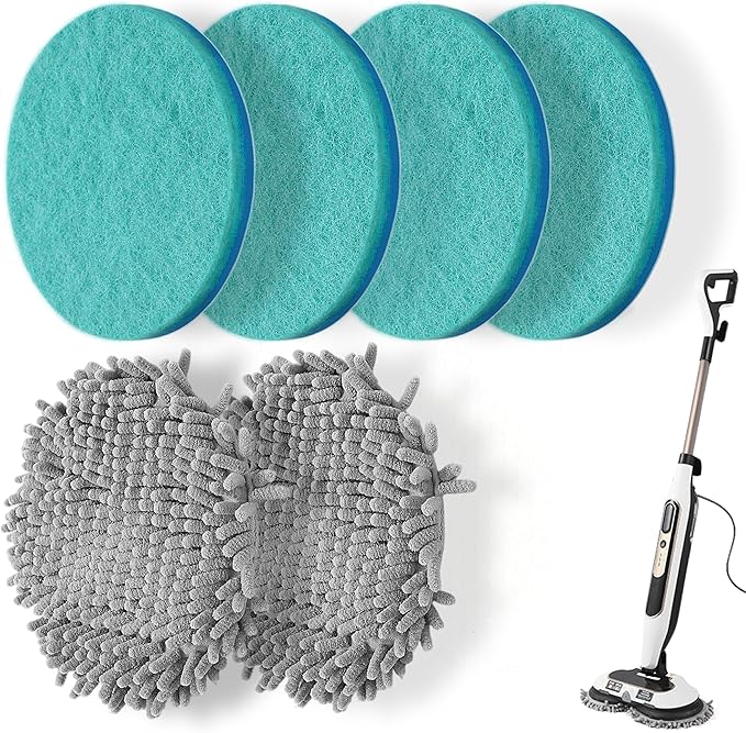 6 Packs Steam&Scrub Mop Pads Replacement Power Pads Compatible with Shark,S8201 S8001 S7001 S7201 S7000AMZ S7000 S7005 S7020 S7001C Dirt Grip Scrub Adsorb Washable Pad