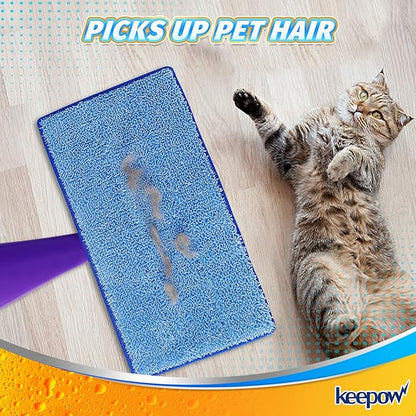 Microfiber Mop Pads Compatible with Swiffer Wet Jet, Reusable and Machine Washable Floor Pad Refills, Mop Head Replacements for Multi Surface Wet & Dry Cleaning, Pack of 3