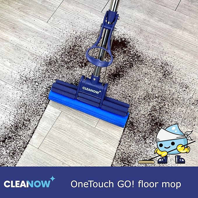OneTouch GO! Floor Cleaner - Floor Mop with Wringing Function - Sponge Mop for Cleaning Floors - PVA Sponge and Stainless Steel Handle