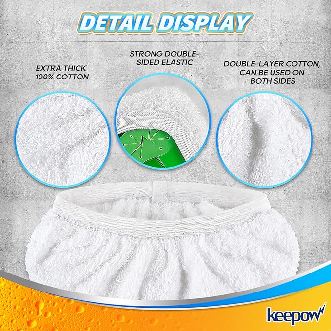 KEEPOW Reusable Wet Pads for Swiffer Sweeper Mop, Dry Sweeping Cloths, Washable Duster Mopping Refills for Wet & Dry Floor Cleaning, 100% Cotton, 6 Pack (Mop is Not Included)