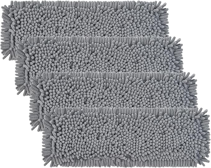 True & Tidy MP-180 Chenille Mop Pad Replacement Set for SWEEP-180 Heavy Duty Wet and Dry Sweeper Mop, Machine Washable up to 100x (4)