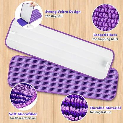 Reusable Mop Pads Compatible with Swiffer PowerMop, Microfiber Mop Pads Refills Mop Heads Replacement for Swiffer Mop Spray Mop Floor Mop, Washable Reusable Floor Mopping Refills, 5 Pack