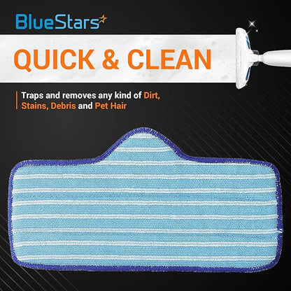 BlueStars 10 Packs Microfiber Mop Pad for Dupray Neat Steam Cleaner Reusable & Washable - Designed for Multiple Surfaces, Effectively Clean Hardwood, Tile & Stone Floors - Improved Design