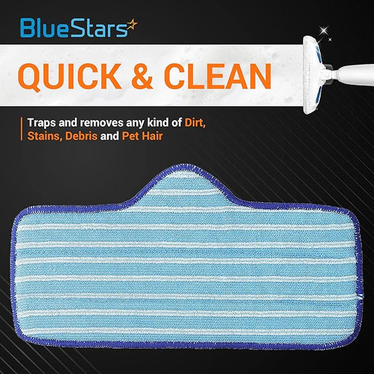 BlueStars Microfiber Steam Mop Pad for Dupray Neat Steam Cleaner Reusable & Washable Replacement Part - Designed for Multiple Surfaces, Effectively Clean Hardwood, Tile & Stone Floors - Pack of 6