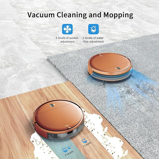 Robot Vacuum and Mop Combo, 2 in 1 Mopping Robot Vacuum Cleaner with Schedule, Wi-Fi/Voice/App, Strong Suction, Easy of Use, Self-Charging Robotic Vacuum, Slim, Ideal for Hard Floor, Pet Hair, Carpet