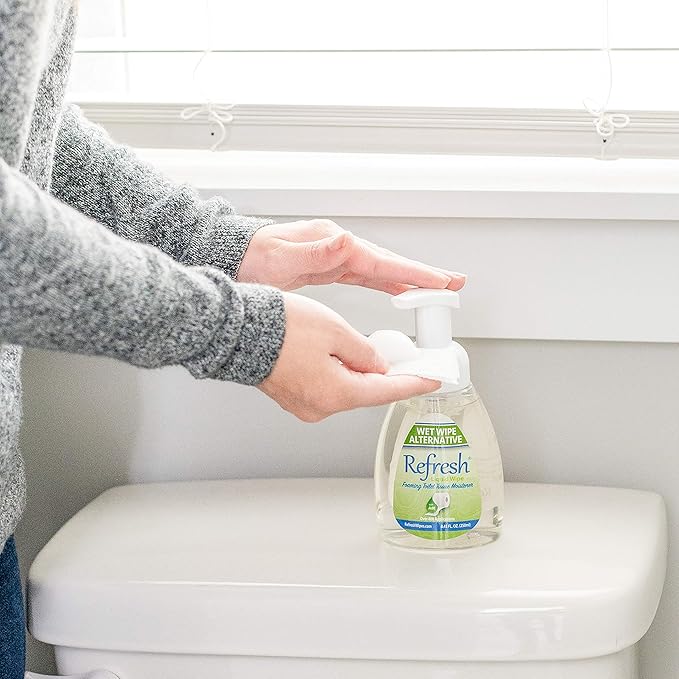 Refresh Liquid Wipe: Toilet Paper Foam Dispenser Refill. Eco-Friendly Flushable Wet Wipe Alternative with Witch Hazel and Aloe. 8 oz Refill.…