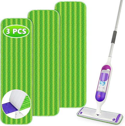 Reusable Mop Pads Compatible with Swiffer PowerMop, Microfiber Mop Pads Refills Mop Heads Replacement for Swiffer Mop Spray Mop Floor Mop, Washable Reusable Floor Mopping Refills, 3 Pack