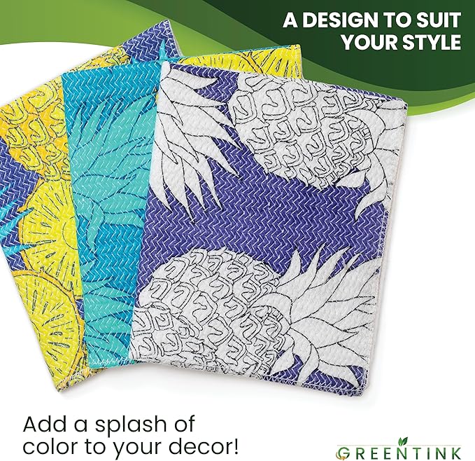 Eco-Friendly Reusable Dish Cloth Set – 24-Pk Multipurpose Kitchen Cleaning Cloth Made from Recycled Materials – Absorbent, Dish Towels & Non-Scratch Cleaning Rags, 12x12 in.