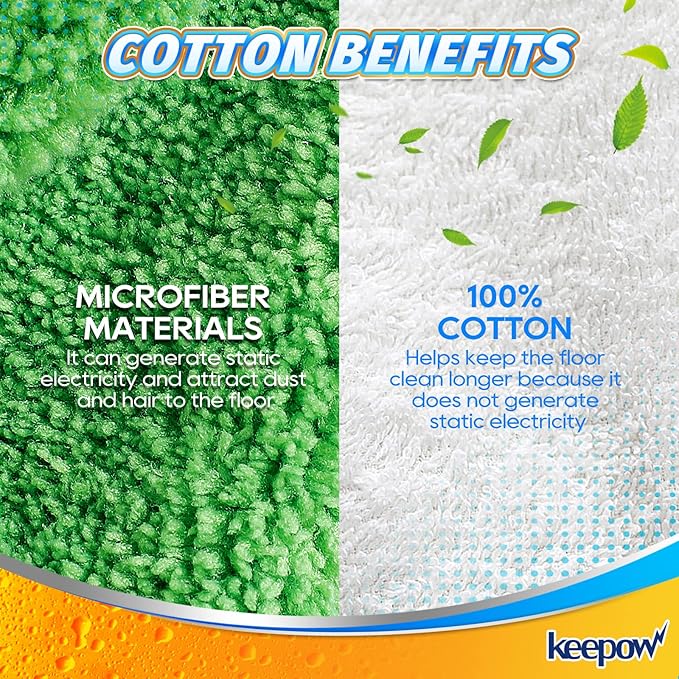 KEEPOW Reusable Wet Pads for Swiffer Sweeper Mop, Dry Sweeping Cloths, Washable Duster Mopping Refills for Wet & Dry Floor Cleaning, 100% Cotton, 6 Pack (Mop is Not Included)