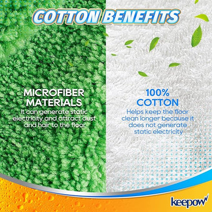KEEPOW Reusable Wet Pads for Swiffer Sweeper Mop, Dry Sweeping Cloths, Washable Duster Mopping Refills for Wet & Dry Floor Cleaning, 100% Cotton, 6 Pack (Mop is Not Included)