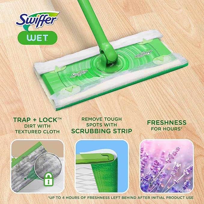 Swiffer Sweeper Wet Mopping Cloth Multi Surface Refills, Febreze Lavender Scent, 36 count (Pack of 2)