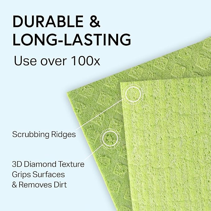 Swedish Wholesale Swedish DishCloths for Kitchen- 10 Pack Reusable Paper Towels Washable - Eco Friendly Cellulose Sponge Microfiber Dish Cloths - Kitchen Essentials - Purple
