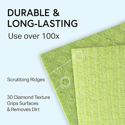 Swedish Wholesale Swedish DishCloths for Kitchen- 10 Pack Reusable Paper Towels Washable - Eco Friendly Cellulose Sponge Microfiber Dish Cloths - Kitchen Essentials - Purple