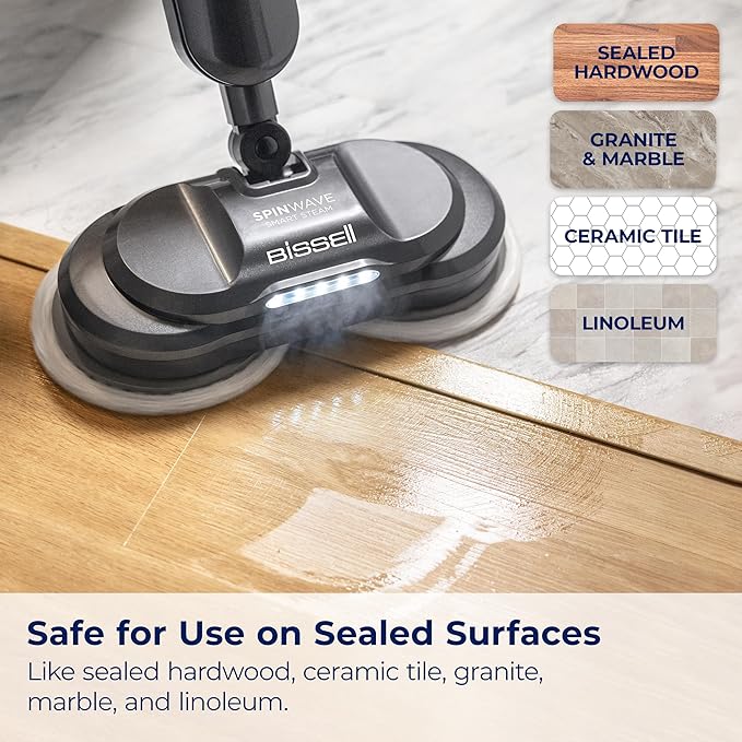 BISSELL SpinWave SmartSteam Scrubbing Steam Mop with Rotating Mop Pads