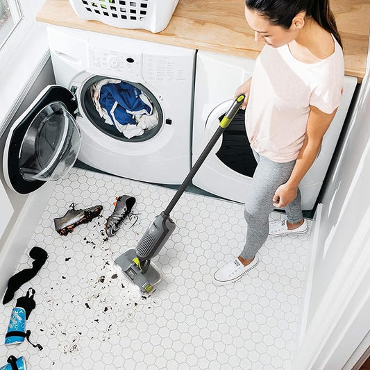 Shark VACMOP Pro Cordless Hard Floor Cleaner, Vacuum and Spray Mop, Powerful Suction, Lightweight, LED Headlights, Includes 4 Disposable Pads, 12oz Multi-surface Cleaning Solution, Gray, VM252