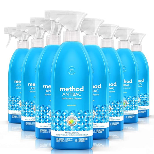 Method Antibacterial Bathroom Cleaner, Kills 99.9% of household germs, Spearmint, 28 Fl Oz (Pack of 8)