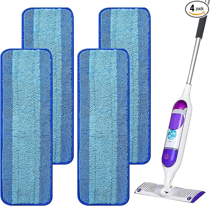 4 Pack Reusable Pads Refills for Swiffer Power Mop, Power Mop Refills for Swiffer PowerMop, Cleaning Stubborn Debris from Wooden Floors