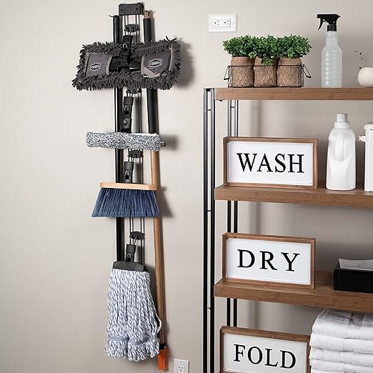 SWOPT 7-Piece Ultimate Indoor Kit — Includes 48” and 60” Wooden Handles, Dust Mop, Cotton Mop, Angle Broom, Flexible Duster, Window Squeegee, and Organizer — Everything You Need to Clean Indoors