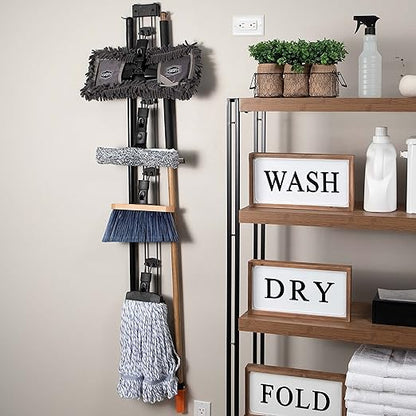 SWOPT 7-Piece Ultimate Indoor Kit — Includes 48” and 60” Wooden Handles, Dust Mop, Cotton Mop, Angle Broom, Flexible Duster, Window Squeegee, and Organizer — Everything You Need to Clean Indoors