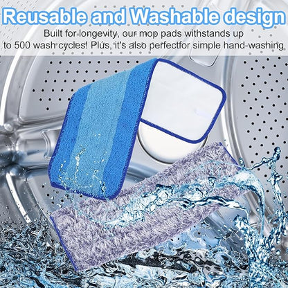 8 Pack Microfiber Cleaning Pad for Hardwood & Hard Surface Floors Dry Wet Floor - Includes 6 Microfiber Cleaning and 2 Dusting Pad - Mop for 18 Inch Mop