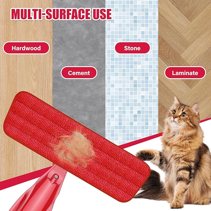 Spray Wet Mops for Hardwood Floor Cleaning, EXEGO Microfiber Dry Dust Spray Mop with 3 Washable Pads fit for Swiffer PowerMop, Wet Jet Mop Flat Floor Mop with Sprayer for Wood Laminate Ceramic Tiles
