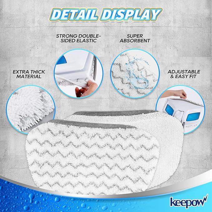 KEEPOW Steam Mop Pads 6 Pack for Bissell Powerfresh 1940 1544 1440 Series Floor Steamer Hard Floor Cleaner Microfiber Rags Replacement Parts for Bissell Model 1544A 2075A 1806 5938 1940W 19404 1940A