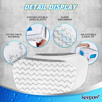 KEEPOW Steam Mop Pads 6 Pack for Bissell Powerfresh 1940 1544 1440 Series Floor Steamer Hard Floor Cleaner Microfiber Rags Replacement Parts for Bissell Model 1544A 2075A 1806 5938 1940W 19404 1940A