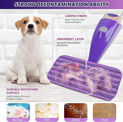 Reusable Mop Pads Compatible with Swiffer Wet Jet, Wet Jet Pads Refills for Swiffer Mop, 4 Pack Microfiber Replacement Pads for Hardwood Floor Cleaning, Dry Wet Mopping Cloths for 12" Wet Jet Refill