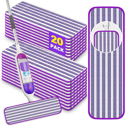 20 Pack Reusable Mop Pads Compatible with Swiffer PowerMop, Microfiber Pads Refills Machine Washable Up to 100 Times Wet Dry Use Suitable for All Floor Types