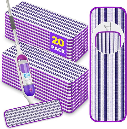 20 Pack Reusable Mop Pads Compatible with Swiffer PowerMop, Microfiber Pads Refills Machine Washable Up to 100 Times Wet Dry Use Suitable for All Floor Types