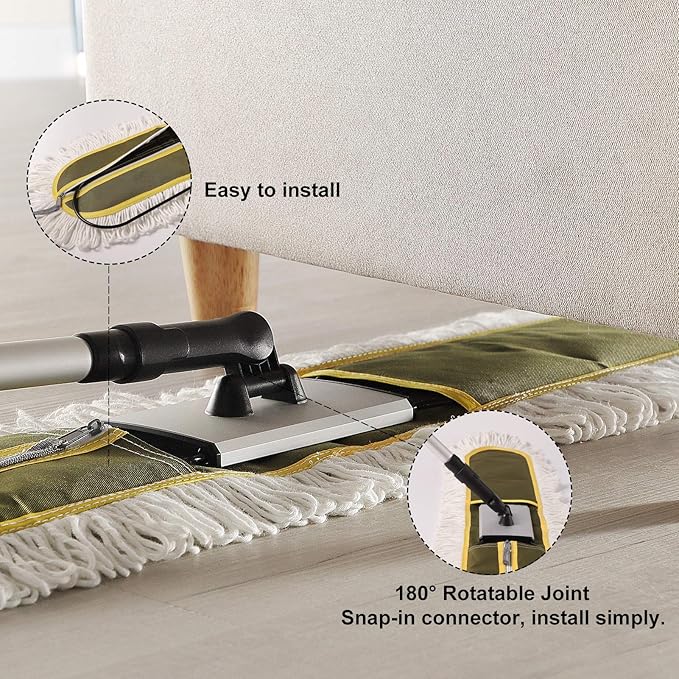 36" Commercial Dust Mops for Floor Cleaning Heavy Duty Floor Duster Mop with Long Handle Hotel Gym Household Cleaning Supplies for Hardwood, Tiles, Marble Floors,Green