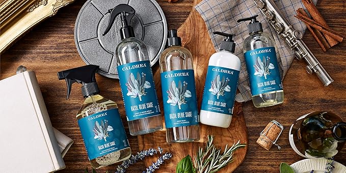 Caldrea Multi-surface CounterTop Spray Cleaner, Made With Vegetable Protein Extract, Basil Blue Sage, 16 Fl Oz