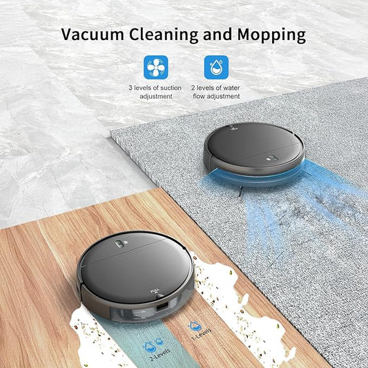 Robot Vacuum and Mop Combo, 2 in 1 Mopping Robot Vacuum Cleaner with Schedule, Wi-Fi/Voice/App, Strong Suction, Easy of Use, Self-Charging Robotic Vacuum, Slim, Ideal for Hard Floor, Pet Hair, Carpet