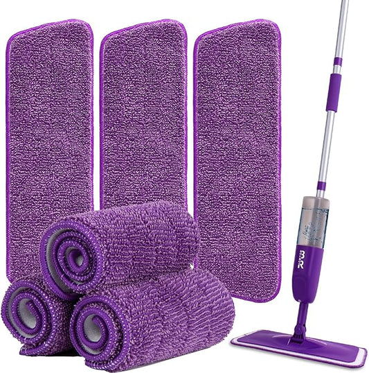 6pcs Microfiber Spray Mop Replacement Heads for Wet/Dry Mops Flat Replacement Heads for Floor Cleaning and Scrubbing Microfiber Pros Reusable Mop Pads