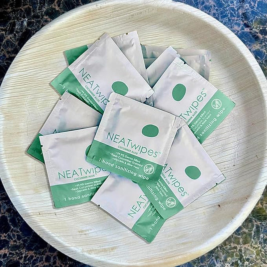 NEATwipes Hand Sanitizing Wipes | Travel Essentials | Disposable Wet Wipe & Planet Friendly | (24) Fresh Citrus (24) Lavender & (24) Cucumber Scented Wipes | 3 Pouches of 24 Individually Wrapped Wipes